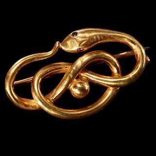 ANTIQUE VICTORIAN LOVERS KNOT SNAKE BROOCH