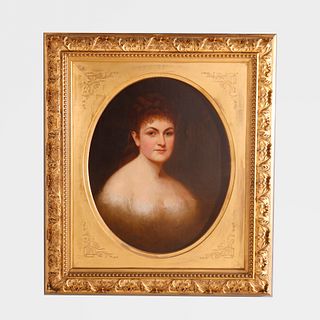 Antique Portrait Painting of a Woman in Aesthetic Giltwood Frame, circa 1880