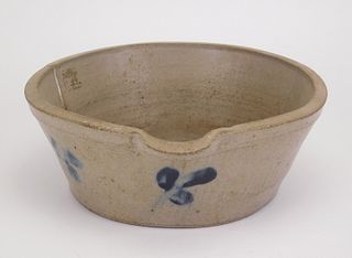 Stoneware butter washing bowl with spout