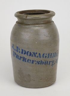 Stoneware canning jar- A. P. Donaghho
