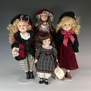 4 PORCELAIN DOLLS THISTLE COLLECTION BRASS KEY
