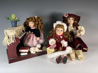 3 PORCELAIN DOLLS 1 MUSICAL 1 WITH MOVEMENT
