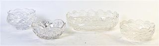 A Collection of Seven Cut Glass Articles, Width of widest 13 1/2 inches.