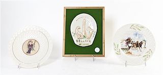 A Collection of Belleek Porcelain Commemorative Plates, Length of plaque 7 inches.