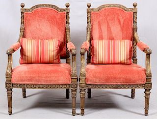 FRENCH BAROQUE STYLE UPHOLSTERED CHAIRS PAIR