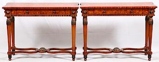 PAINTED WOOD CONSOLES PAIR