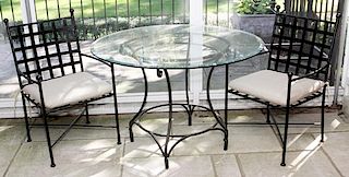 BEVELED GLASS & IRON PATIO SUITE 7 PIECES