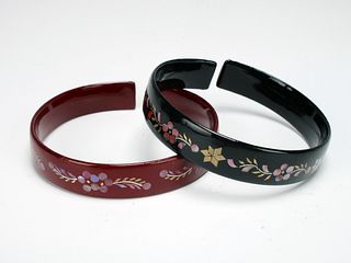 TWO CHINESE LACQUER BANGLE BRACELETS