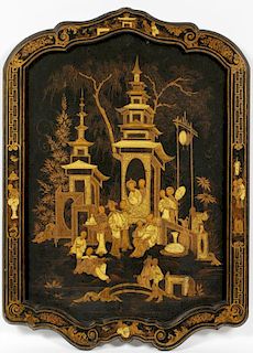 CHINESE PAINTED ENAMEL LACQUERED PANEL C. 1900