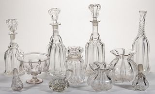 PILLAR-MOLDED GLASS ARTICLES, LOT OF 11