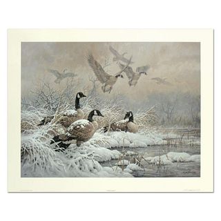 Larry Fanning (1938-2014), "Winter Retreat - Canada Geese" Limited Edition Lithograph, Numbered and Hand Signed with Letter of Authenticity.