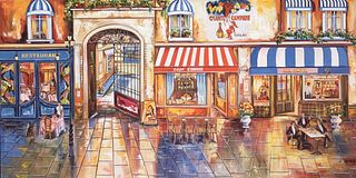 Alexander Borewko- Original Giclee on Canvas "Street Restaurants"