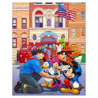 Manuel Hernandez, "Engine 55" Limited Edition Mixed Media Lithograph from Disney Fine Art, Numbered and Hand Signed with Letter of Authenticity