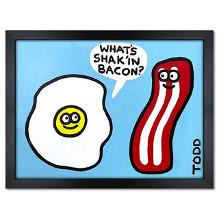 Todd Goldman, "Bacon" Framed Original Acrylic Painting on Canvas, Hand Signed with Letter of Authenticity.