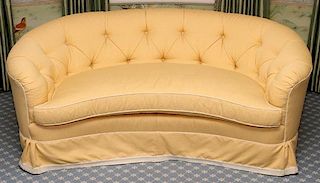 TUFTED YELLOW UPHOLSTERED SETTEE