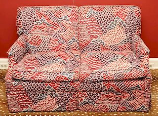 MULTICOLOR UPHOLSTERED TWO CUSHION SETTEE