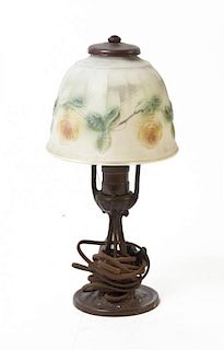 A Molded Glass Table Lamp, Height 12 1/2 inches.