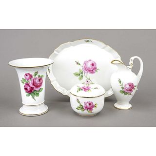 Four pieces of Meissen, polych