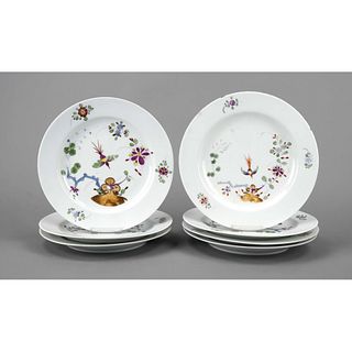 Seven dinner plates, Meissen,