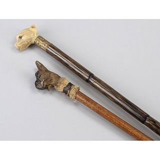 2 dandy canes with dog pommel, p