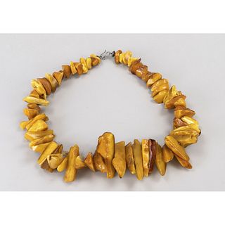 Large design amber necklace silv