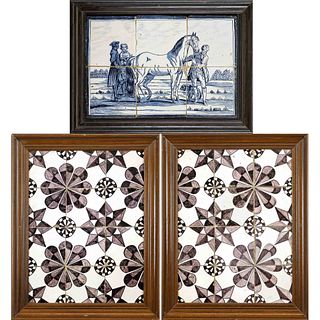3 tile pictures, Holland, 19th c