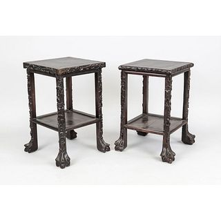 2 Stools/side tables, 20th c., A