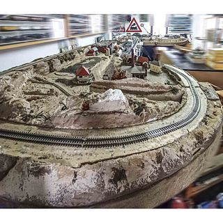 Large convolute model railroad,