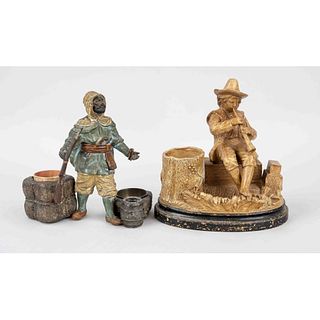 Two figural smoking witnesses,
