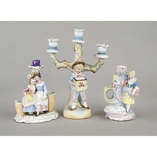 Three figural candlesticks with