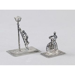 Two miniatures, 20th c., silve