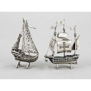 Two miniature sailing ships, 2