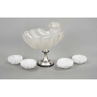 Large shell bowl with silver b