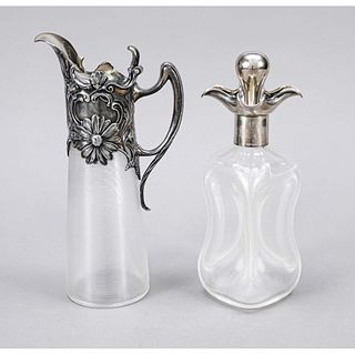 Flask/glug bottle with silver