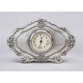 Table clock, 20th c., silver t