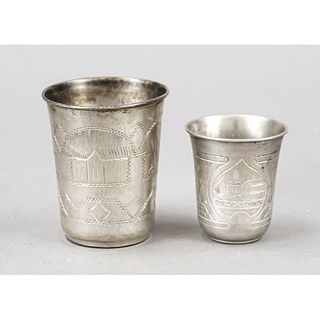 Two cups, hallmarked Russia, c