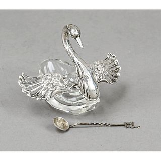 Figural spice jar with silver