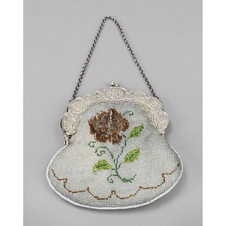 Pearl embroidery bag with silv