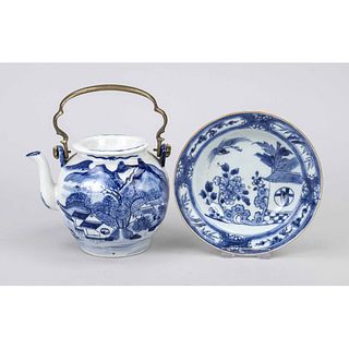 Teapot and bowl, China, blue