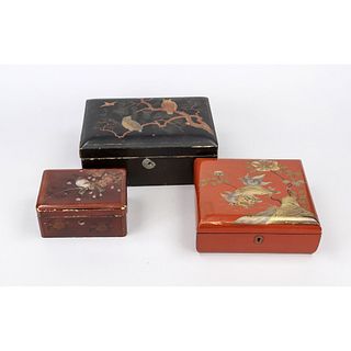 3 lacquer boxes, Japan, aroun