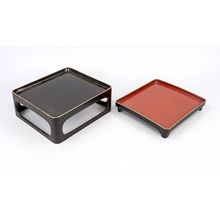Lacquer tray with stand, Japa