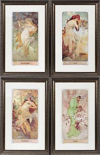 AFTER ALPHONSE MUCHA PRINTS OF THE FOUR SEASONS