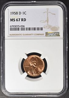 1958-D LINCOLN CENT NGC MS67 RD