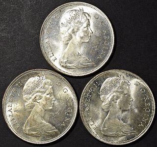 (3) CANADIAN 80% SILVER DOLLARS