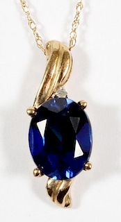 2 CT OVAL SAPPHIRE PENDANT ON CHAIN