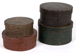 STACK OF FOUR AMERICAN PAINTED BENTWOOD PANTRY BOXES