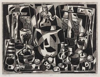 CHARLES WILLIAM SMITH (VIRGINIA, 1893-1987) ABSTRACT BLOCK PRINT