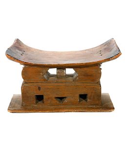 African Carved Wood Stool.