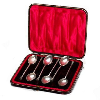 Set of English Silver Teaspoons in Fitted Case