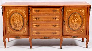FRENCH STYLE MARQUETRY INLAID MAHOGANY BUFFET